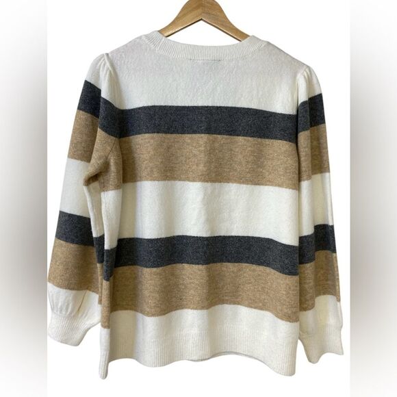 Lane Bryant Sweater Cardigan Ivory/Tan/Gray Size 18/20 - Picture 2 of 8